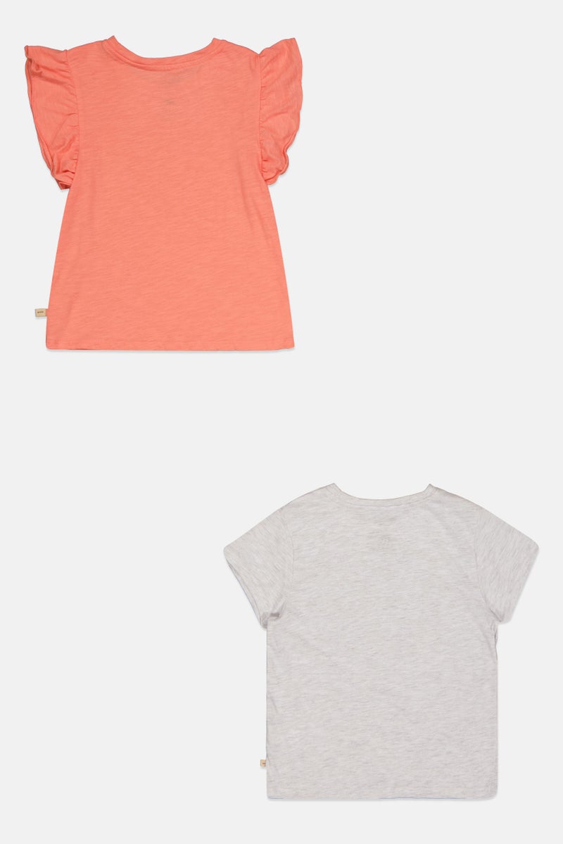 Bearpaw Kids Girl 2Pcs Heather  Ruffle Sleeve Top, Multicolor - Image 2